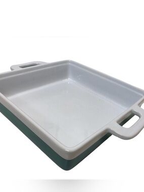 Stoneware Square Baking Dish Turquoise Chef Foodie Kitchen Presentation